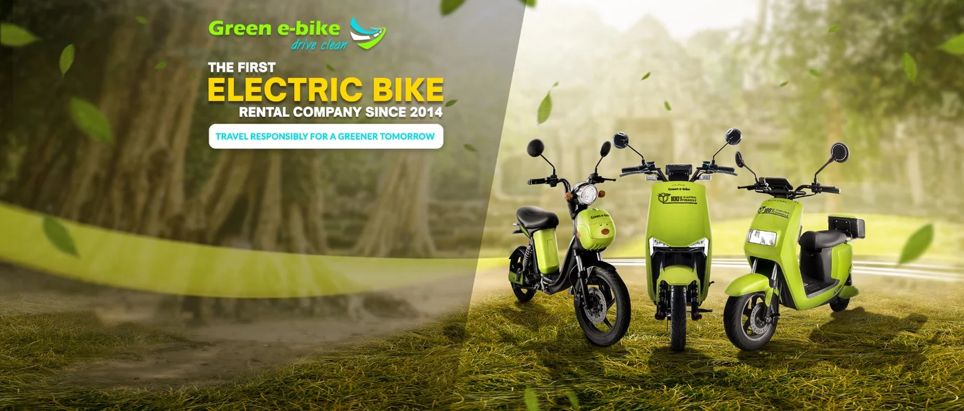 Green e-bike electric rentals in Siem Reap