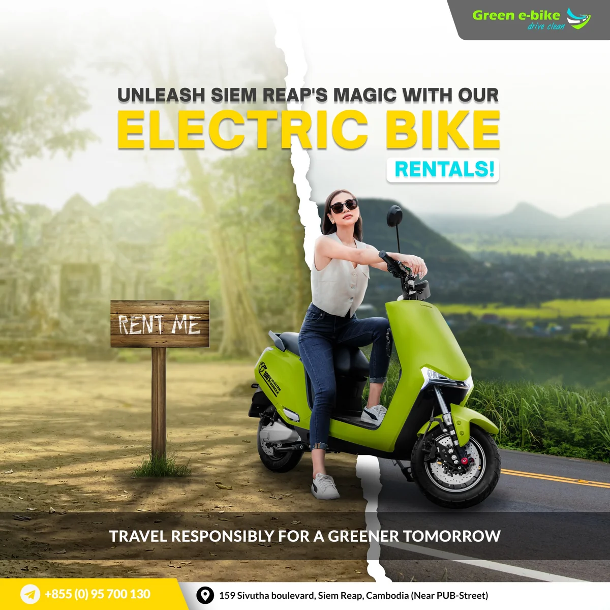 Green e-bike promotional visual